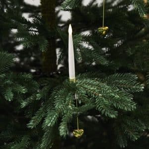 Juletræslys LED 20 stk. m/holder og fjernbetjening. Guld