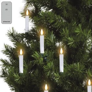 Veli Line trådløse LED juletræslys m/3D flamme - 12 stk